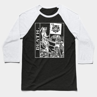 Death Tarot Card Rider Waite Black and White Baseball T-Shirt